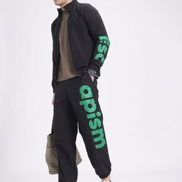 glitchez Sporty Meets Sassy Typography Print Mock Collar Zip-Up Tracksuit-picture-43