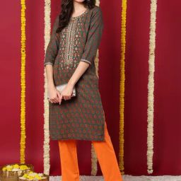 Vaamsi Green Embroidered Straight Kurta-picture-44