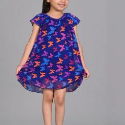 Creative Kid'S Girls Blue Regular Fit Printed Dress-image-38