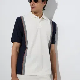 WES Casuals by Westside Off-White Relaxed-Fit Cotton-Blend Polo T-Shirt-picture-33