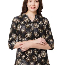 G0-4 IT Women Floral Printed Mandarin Collar Top-picture-9