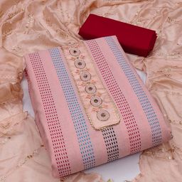 SAINOOR Embroidered Pure Cotton Semi-Stitched Dress Material-image-93