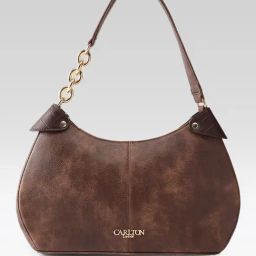 Carlton London Brown Fadded Medium Leather Hobo Bag-43