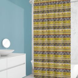 ArtzFolio Yellow & Grey Geometric Printed Water Proof Shower Curtain-image-25