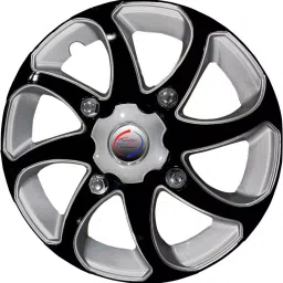 Auto Pearl BBSB26 R15 381 mm(15 Inch) PPress Type Wheel Hubcap with Retention Ring Glossy Silver Black Wheel Cover for Maruti Ignis 1.2 AMT Delta Petrol (Set of 4)-image-85