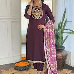 KALINI Women Floral Embroidered Regular Kurta with Trousers & With Dupatta-27