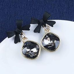 PolluxCraft Korean Gold-Plated Artificial Stones Studded Contemporary Drop Earrings-picture-31