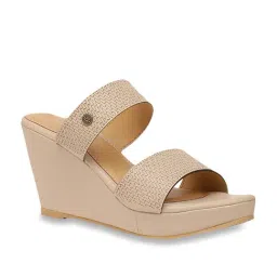 Bata Finn Beige Casual Wedges-image-23
