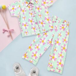 BAESD Girls Printed Short Sleeves Shirt With Palazzos-image-80