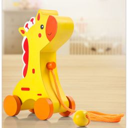 Babyhug Wooden Giraffe Pull Along Toy - Yellow-21