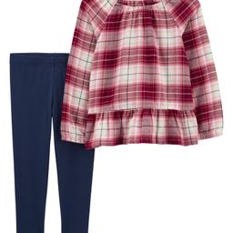 Carter's 2-Piece Flannel Top & Legging Set - Red & Blue-image-95