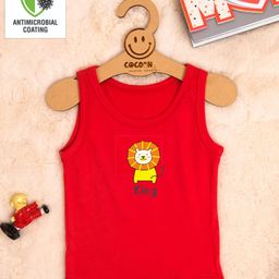COCOON ORGANICS Sleeveless Lion & King Printed Vest - Red-image-34