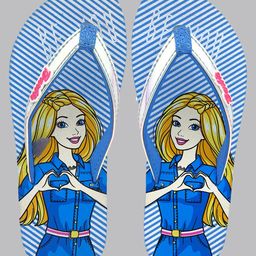 Kidsville Striped & Barbie Printed Flip Flops - Blue-picture-15