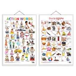 gowoo GO WOO Set of 2 Action Words and Telugu Alphabet (Telugu) Early Learning Educational Charts for Kids 20X30 inch Non-Tearable and Waterproof Double Sided Laminated Perfect for Homeschooling, Kindergarten and Nursery Students-picture-0