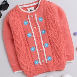 Yellow Apple Acrylic Full Sleeves Pullover  with Floral Design - Coral-image-89