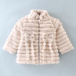 Little Kangaroos Woven Full Sleeves Quilted Winter Jacket Solid Colour -  White-image-5