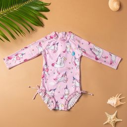 Baby Moo Full Sleeves Unicorn  Printed  Swimsuit  -  Pink-picture-17