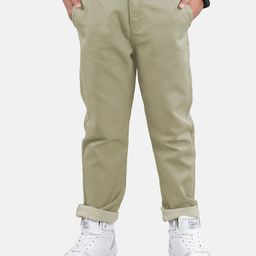 Kiddopanti Solid Cotton  Casual Pant - Cream-image-76