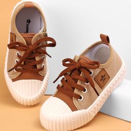 Cute Walk by Babyhug Lace Up Casual Canvas Shoes Patch Applique - Beige-image-75