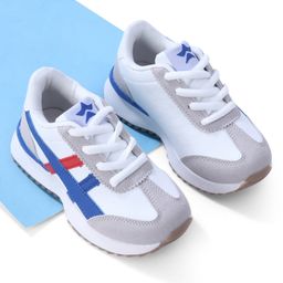 Cute Walk by Babyhug Lace Up Sneaker - White & Blue-image-82