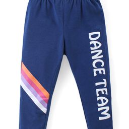 Babyhug Cotton Lycra  Knit Full Length Legging with Text Print - Navy Blue-image-86