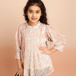 ISHTI  Three Fourth Sleeves Floral Printed Top - Green-image-55