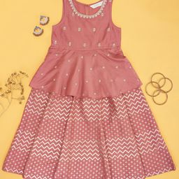 Akkriti by Pantaloons Sleeveless Sequin Floral Embroidered & Lace Embellished Dress - Pink-image-7