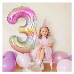 Party Anthem Giant 3 Number Birthday Foil Balloon Gradient Multicolor-27