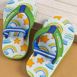 Cute Walk by Babyhug Flip Flops with Back Strap Closure & Star Print - Green-image-88