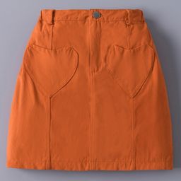 Mark & Mia Cotton Solid Color Skirt with Hearts Shaped Pocket - Orange-image-32