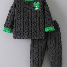Mark & Mia Full Sleeves Winter Wear Night Suit With Dino Embriodery - Grey-picture-48