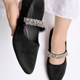 Shoetopia Beads Embellished Ballerinas - Black-image-99