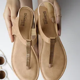 Shoetopia Solid Slip On Sandals - Beige-picture-36