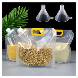 COZY VIBES 2.5L SET OF 3 Airtight Cereal & Dry Food Storage Bags, Grain Moisture-Proof Sealed Transparent Pouches with Funnel, Kitchen and Pantry Organization- PACK OF 1- COLOR MAY VARY-picture-22
