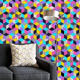 ArtzFolio Printed UV-Resistant Anti-Bacterial Memphis Pattern Peel & Stick Wallpaper-image-14