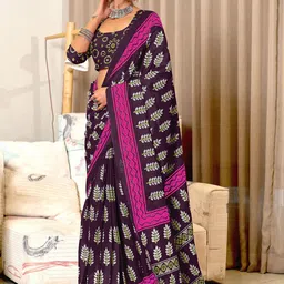 HMP Fashion Ajrak Printed Block Ikat Saree-picture-14