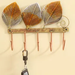 vedas Leaf Gold & Silver Toned Wall Hooks For Keys-19
