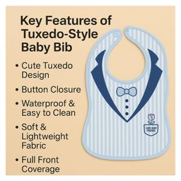 KIDS BASIC Premium Silicone Fruit Rattle Nibbler & 3 Snap Button Tie Printed Bibs - Blue & Multicolor (Pack of 2) image 4