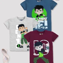 YK X Minute Mirth Boys Pack of 3 Ben 10 Printed Pure Cotton T-shirt-picture-12