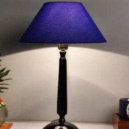 Homesake Black Cubist Aluminium Table Lamp With Blue Cone Shade (Bulb Included) - Set of 1-image-22