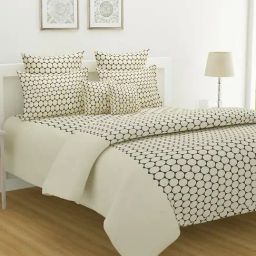Swayam White Cotton Geometric King Bed Sheets 2 Pillow Covers-39