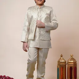 Sangria Boys Embroidered Regular Sequinned Kurta with Trousers & Waistcoat-picture-44