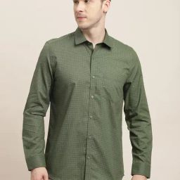 Turtle Green Cotton Slim Fit Printed Shirt-picture-36