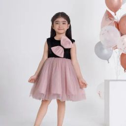 Ministitch Girls Beige Sequence Party Dress-image-3