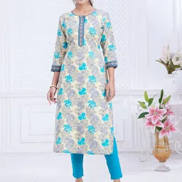 Jevi Prints Women Floral Printed Calf Length Regular Straight Kurta-picture-7