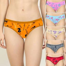AROUSY Pink & Blue Printed Bikini Panties - Pack Of 6-image-126