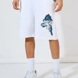 Styli White Cotton Relaxed Fit Printed Regular Shorts-image-12