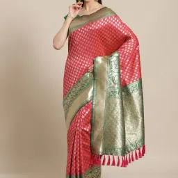 Vastranand Red Woven Saree With Unstitched Blouse-picture-13