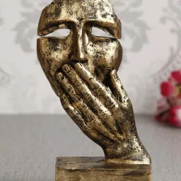 eCraftIndia Antique Look Human Face with Hands on Mouth Handcrafted Decorative Showpiece-24