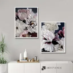 ARTE'VENUE Fleur Pink & Black Canvas Wall Arts - Set of 2 (11 X 14 inch Each)-11
